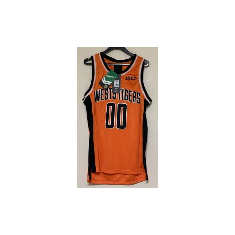 WEST TIGERS RUGBY LEAGUE NRL MENS ORANGE BASKETBALL STYLE SINGLET