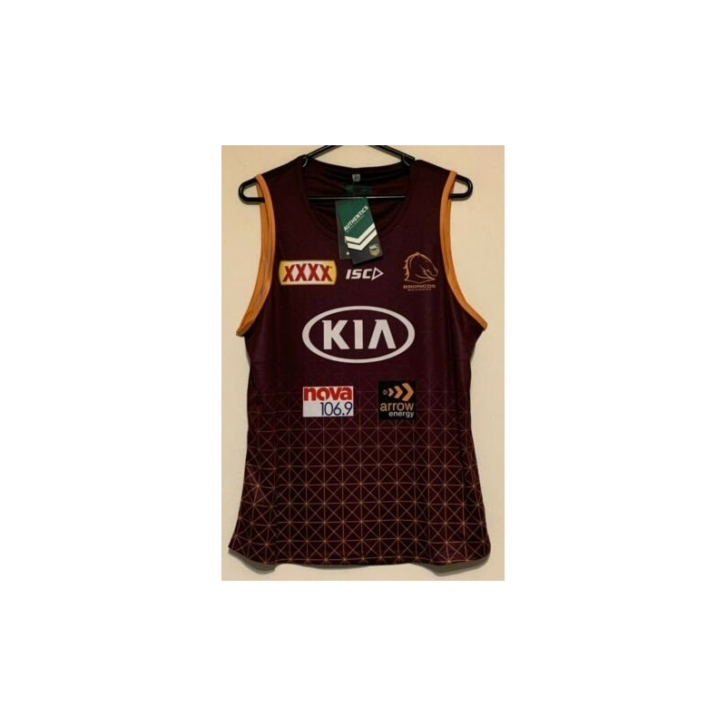 BRISBANE BRONCOS NRL MENS TRAINING SINGLETS