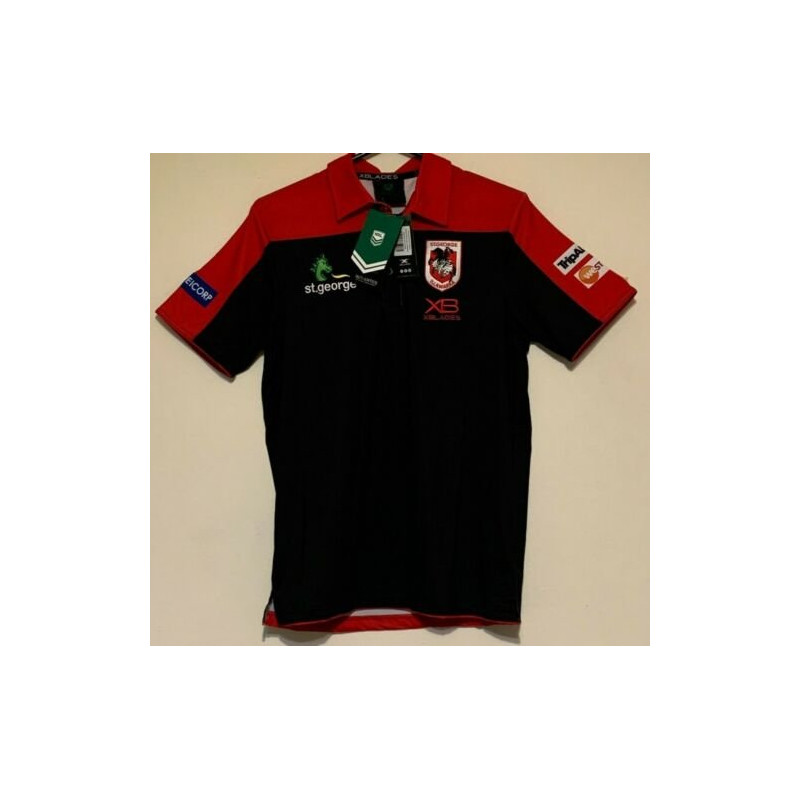 ST GEORGE ILLAWARRA DRAGONS NRL MEN POLO BLACK SHIRT SMALL SIZE