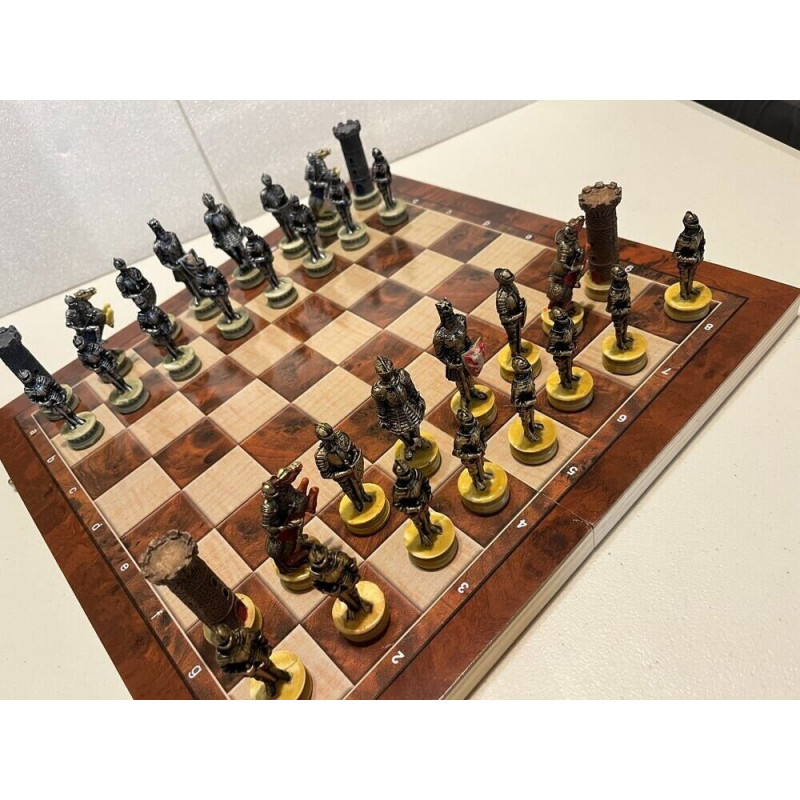 Medievil Knights Chess Set With Wooden Board