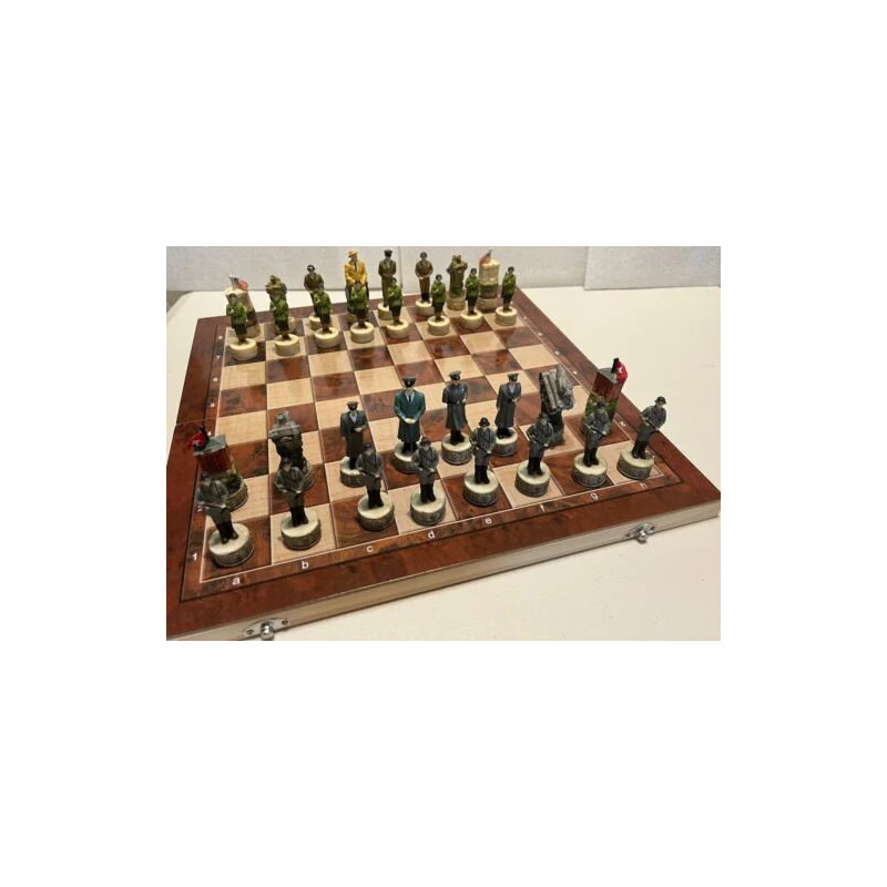 Usa Vs Germany Ww2 Chess Set With Wooden Board