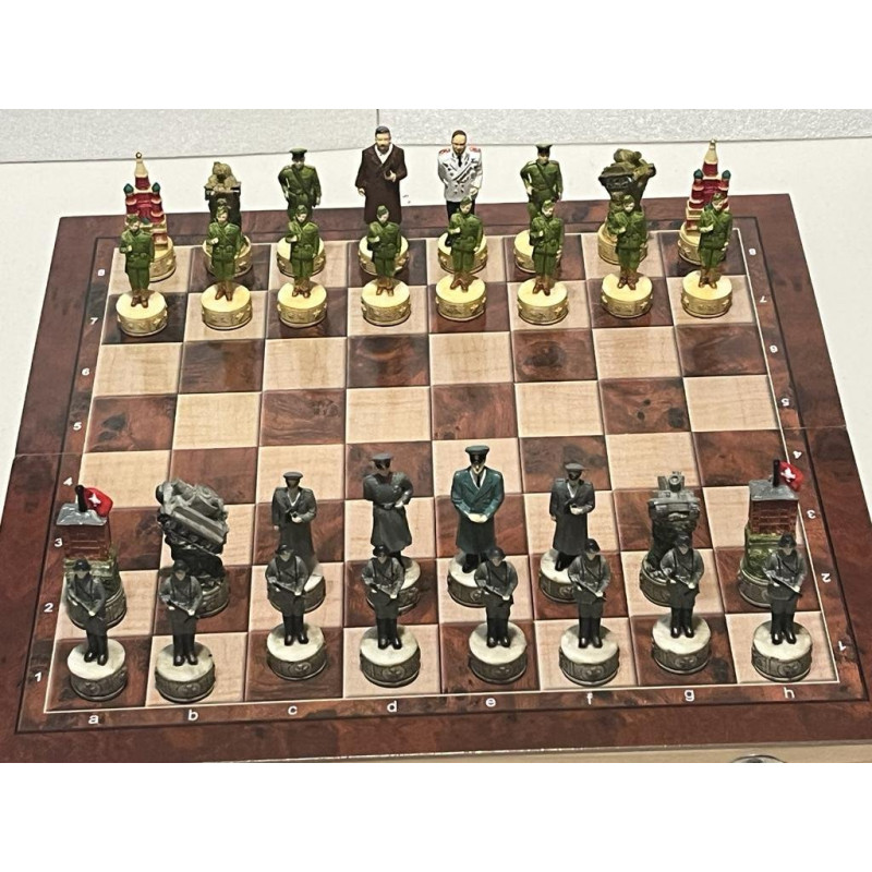 Germany Vs Soviet Union Chess Set With Wooden Board