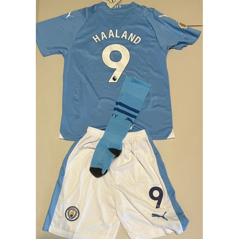 HAALAND MAN CITY 23/24 FOOTBALL HOME KIDS SET WITH SOCKS