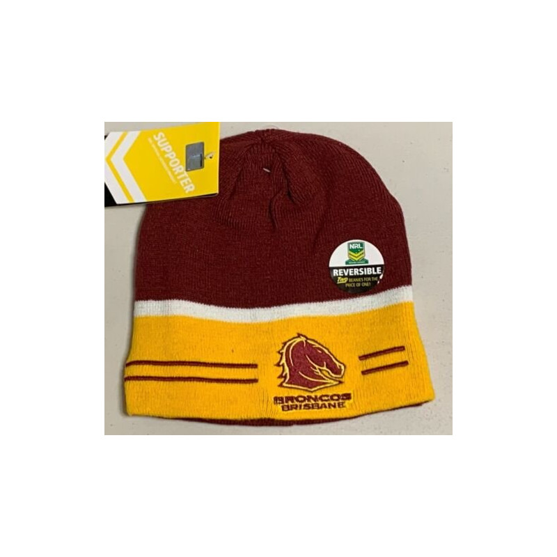 BRISBANE BRONCOS NRL REVERSIBLE BEANIE