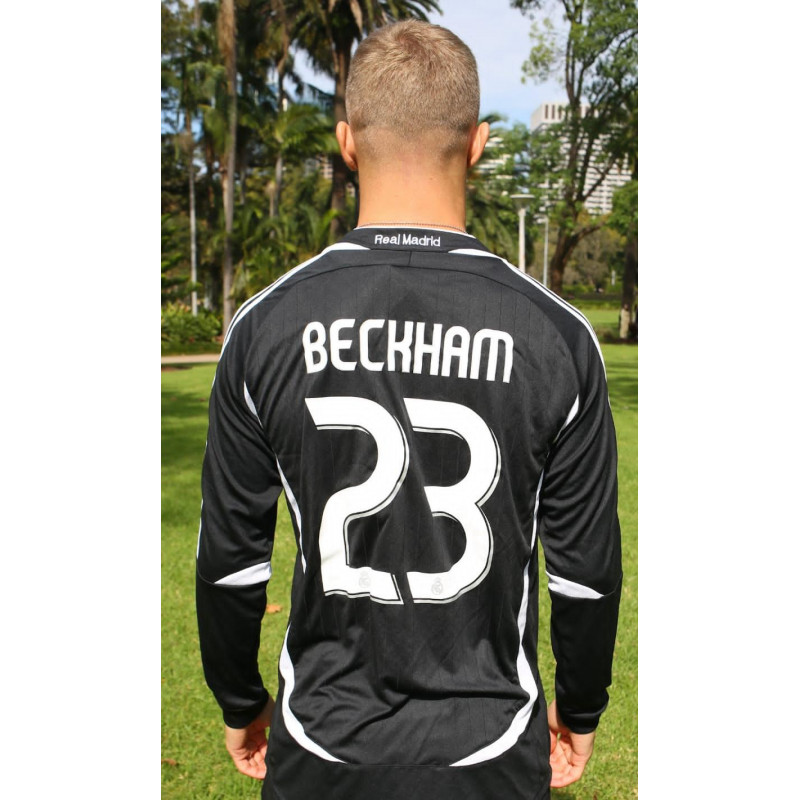 DAVID BECKHAM REAL MADRID BLACK LONG SLEEVE JERSEY