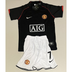 RONALDO MAN U BLACK 07/08 AWAY KIDS SET