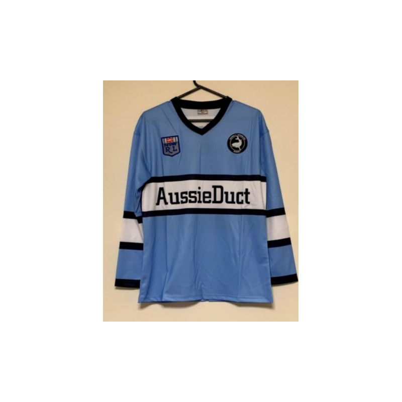 CRONULLA-SHARKS NSWRL LONG SLEEVE POLY NRL RETRO JERSEY