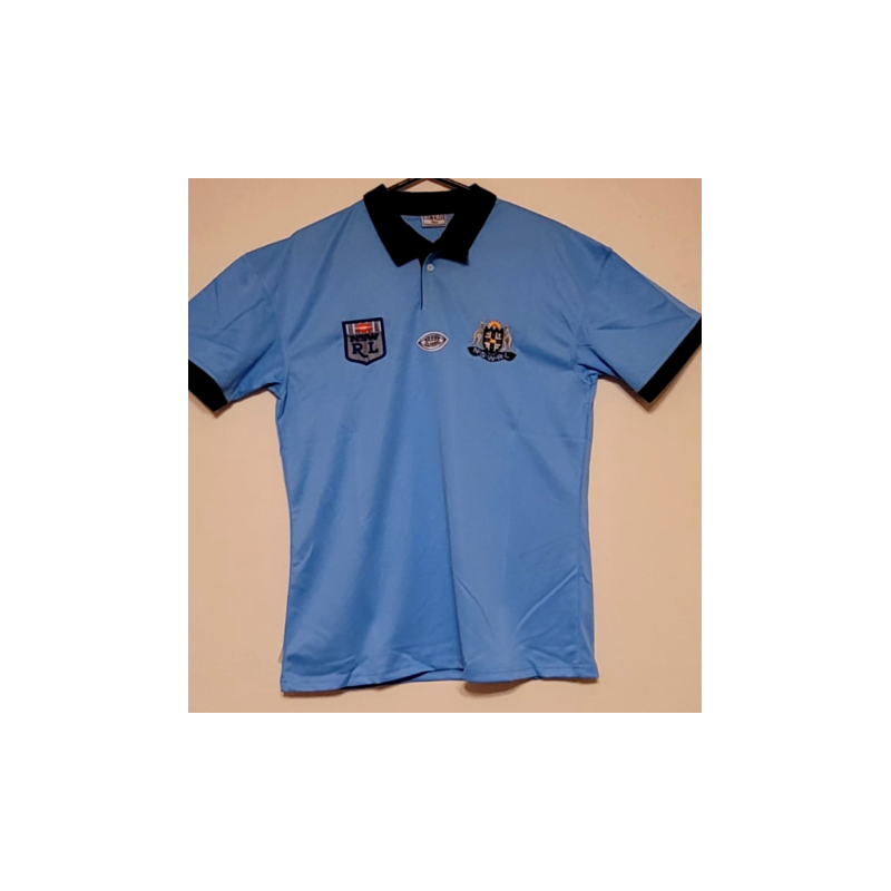 NEW SOUTH WALES BLUES POLYESTER RUGBY LEAGUE NRL RETRO JERSEY