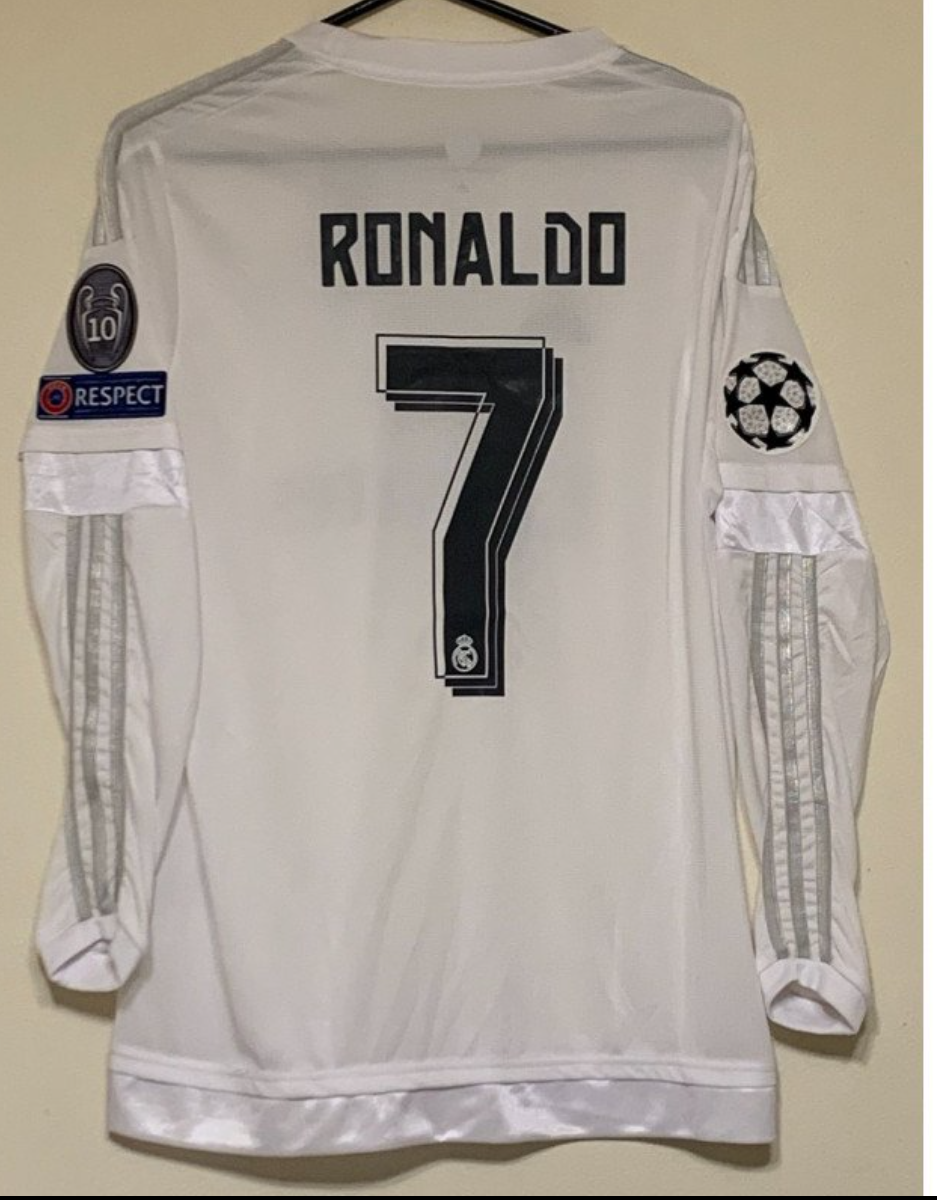CRISTIANO RONALDO 2016 REAL MADRID LONG SLEEVE CHAMPIONS LEAGUE FINAL JERSEY