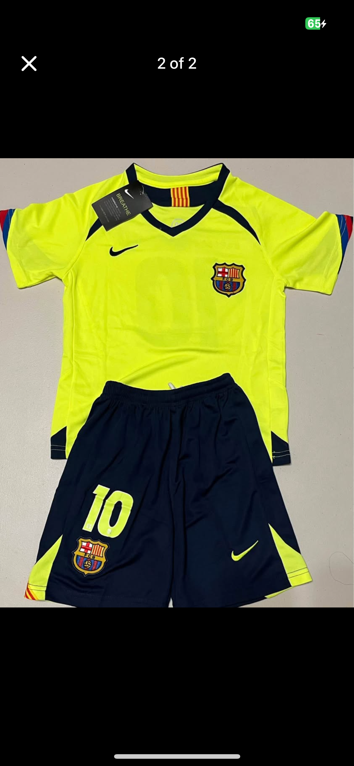 RONALDINHO BARCELONA RETRO AWAY KIDS SET