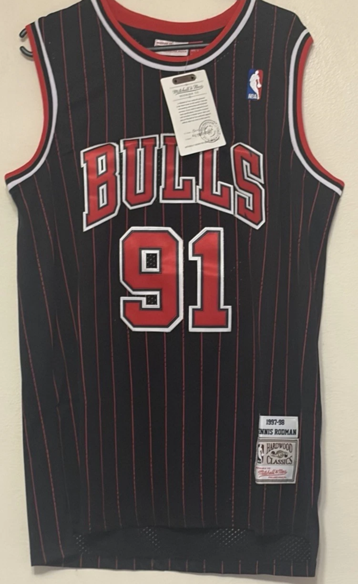 RODMAN  CHICAGO BULLS BLACK STRIPE 1995/96 RETRO JERSEY