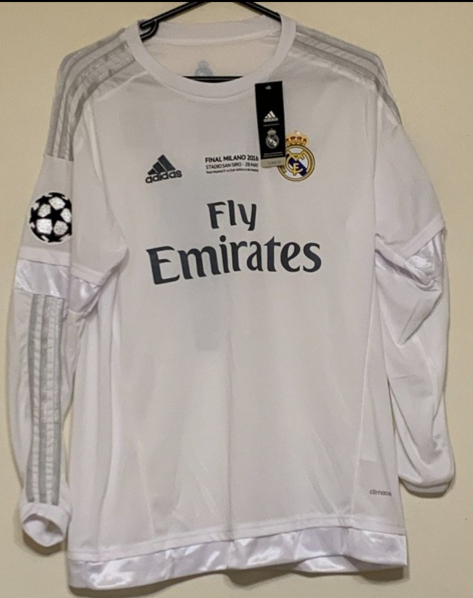 CRISTIANO RONALDO 2016 REAL MADRID LONG SLEEVE CHAMPIONS LEAGUE FINAL JERSEY