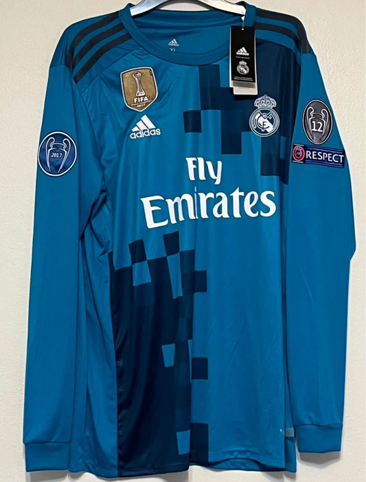CRISTIANO RONALDO AQUA LONG SLEEVE REAL MADRID AWAY JERSEY