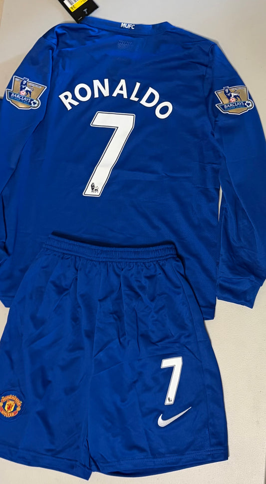 RONALDO 2007/08 MANCHESTER UNITED LONG SLEEVE BLUE AWAY JERSEY