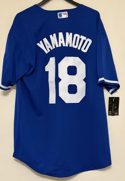 YAMAMOTO LA DODGERS BLUE WORLD SERIES 2025 BASEBALL JERSEY