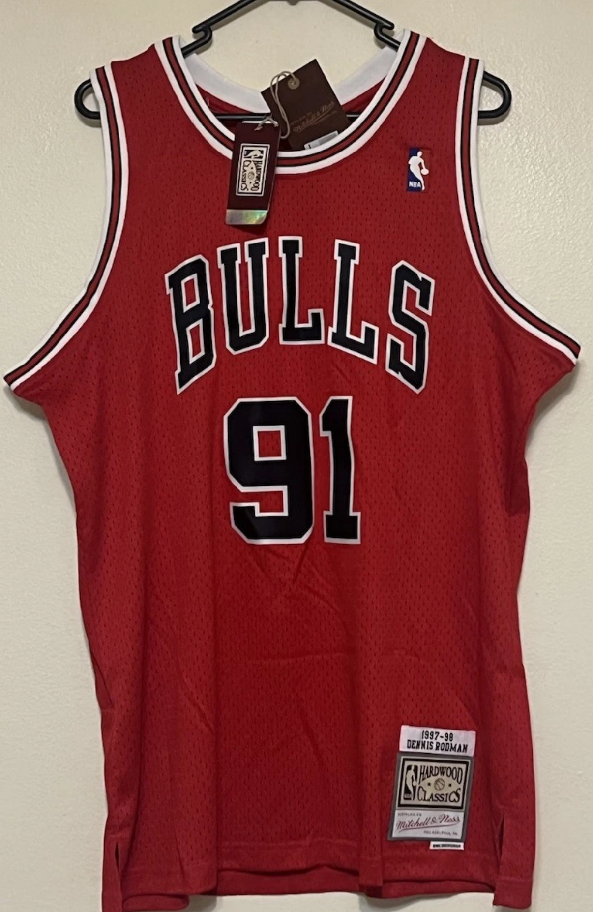 RODMAN CHICAGO BULLS 1997/98 RED HOME JERSEY