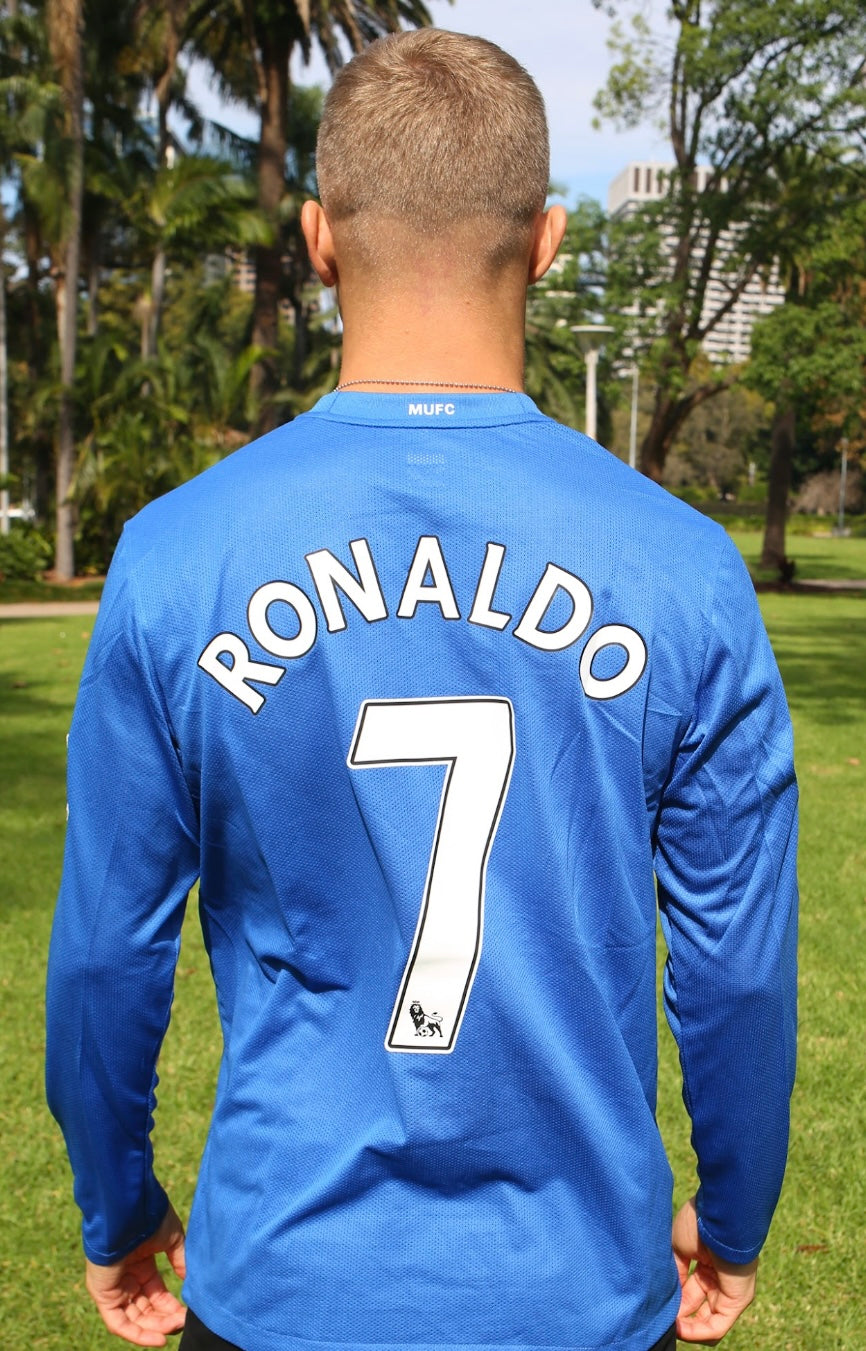 CRISTIANO RONALDO 07/08 BLUE LONG SLEEVE AWAY MAN U JERSEY