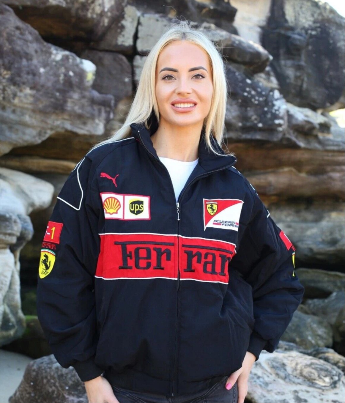 BLACK FERRARI WINTER RACING JACKET