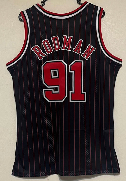 RODMAN  CHICAGO BULLS BLACK STRIPE 1995/96 RETRO JERSEY