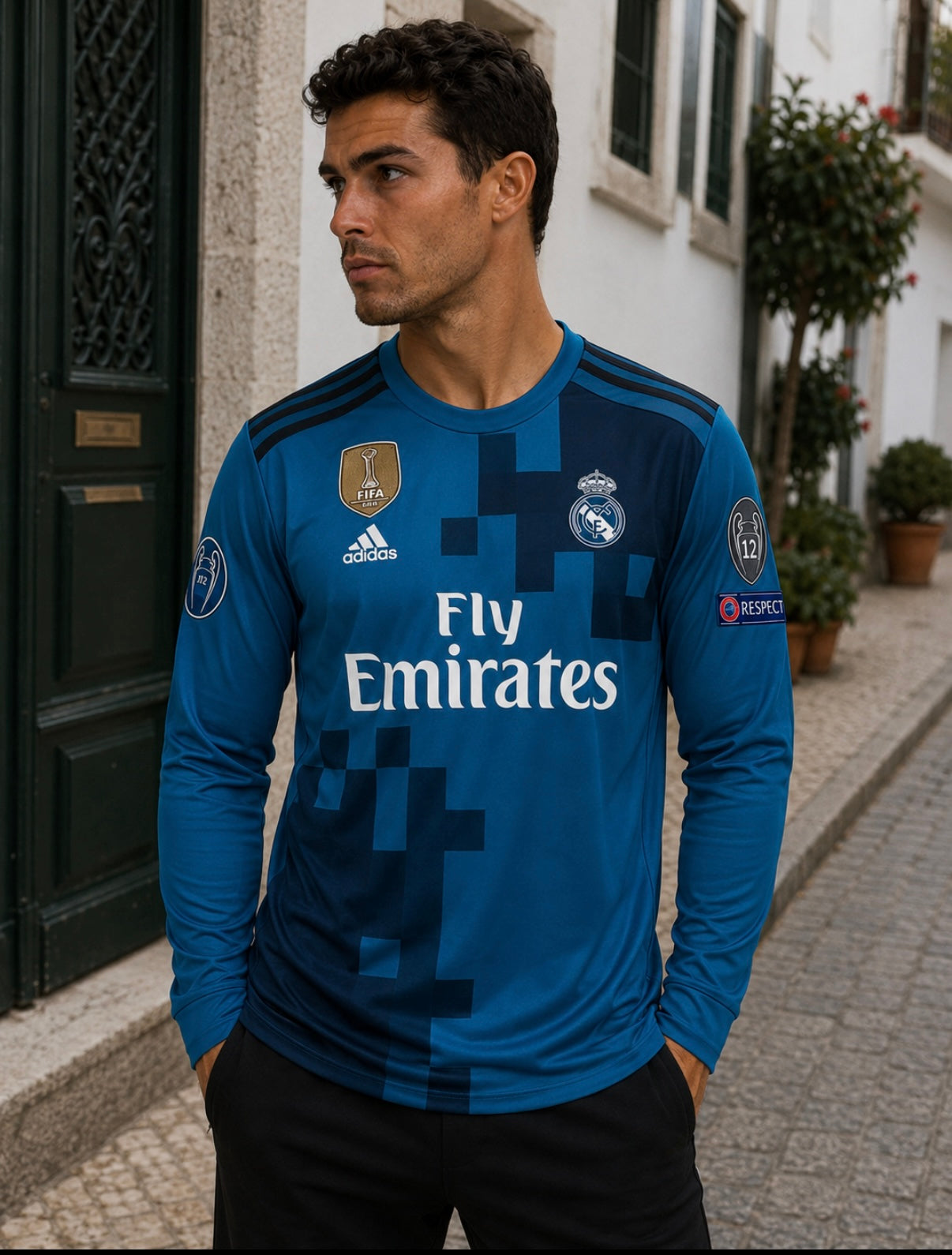 CRISTIANO RONALDO AQUA LONG SLEEVE REAL MADRID AWAY JERSEY
