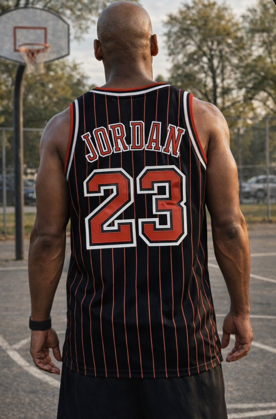 MICHAEL JORDAN BULLS 1996/97 BLACK AND RED STRIPE JERSEY