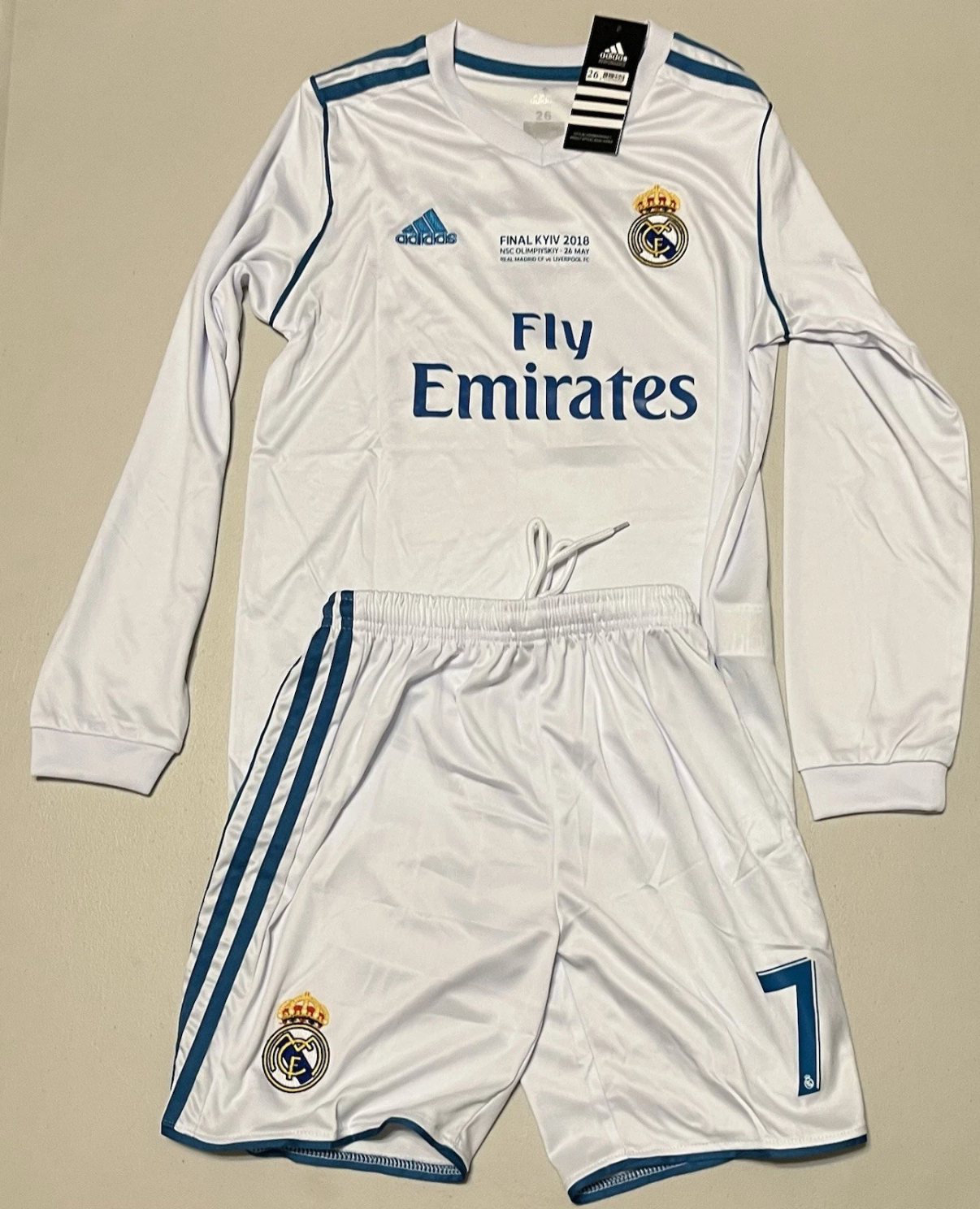 RONALDO REAL MADRID LONG SLEEVE WHITE AND GREEN SET