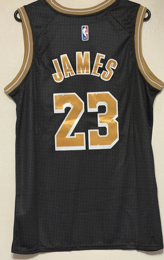 LEBRON JAMES LAKERS BLACK AND GOLD NBA JERSEY