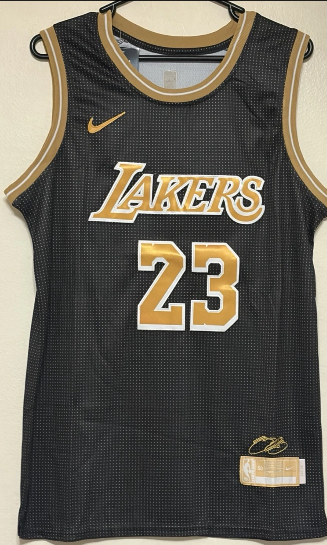 LEBRON JAMES LAKERS BLACK AND GOLD NBA JERSEY