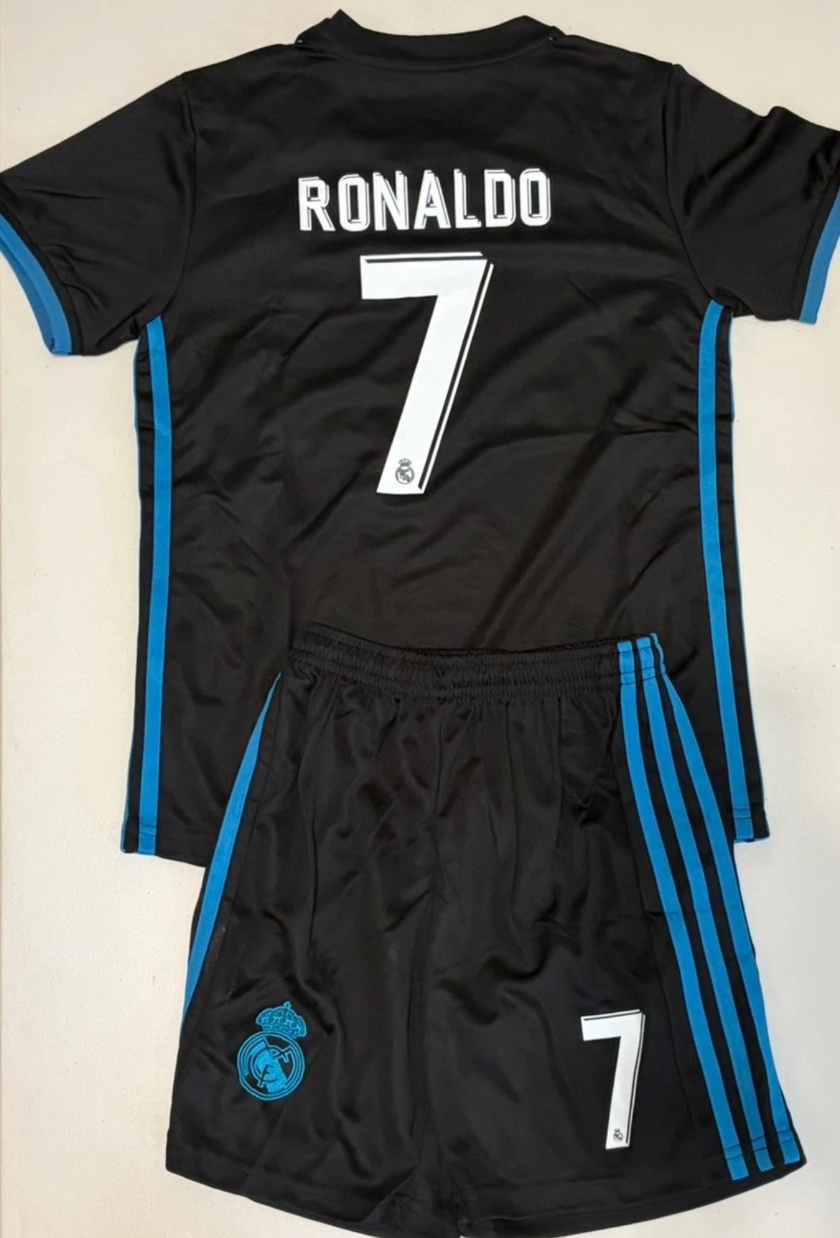 RONALDO REAL MADRID BLACK AND AQUA KIDS SET