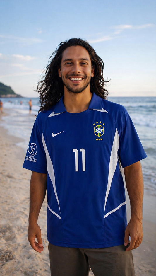 RONALDINHO BRAZIL 2002 WORLD CUP AWAY JERSEY