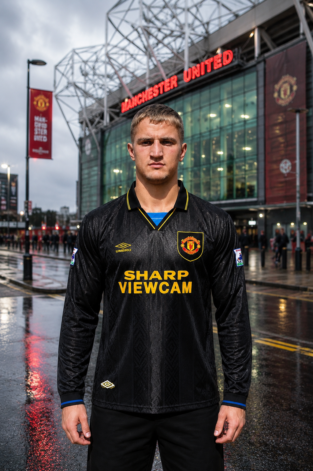 CANTONA MAN U BLACK LONG SLEEVE AWAY JERSEY