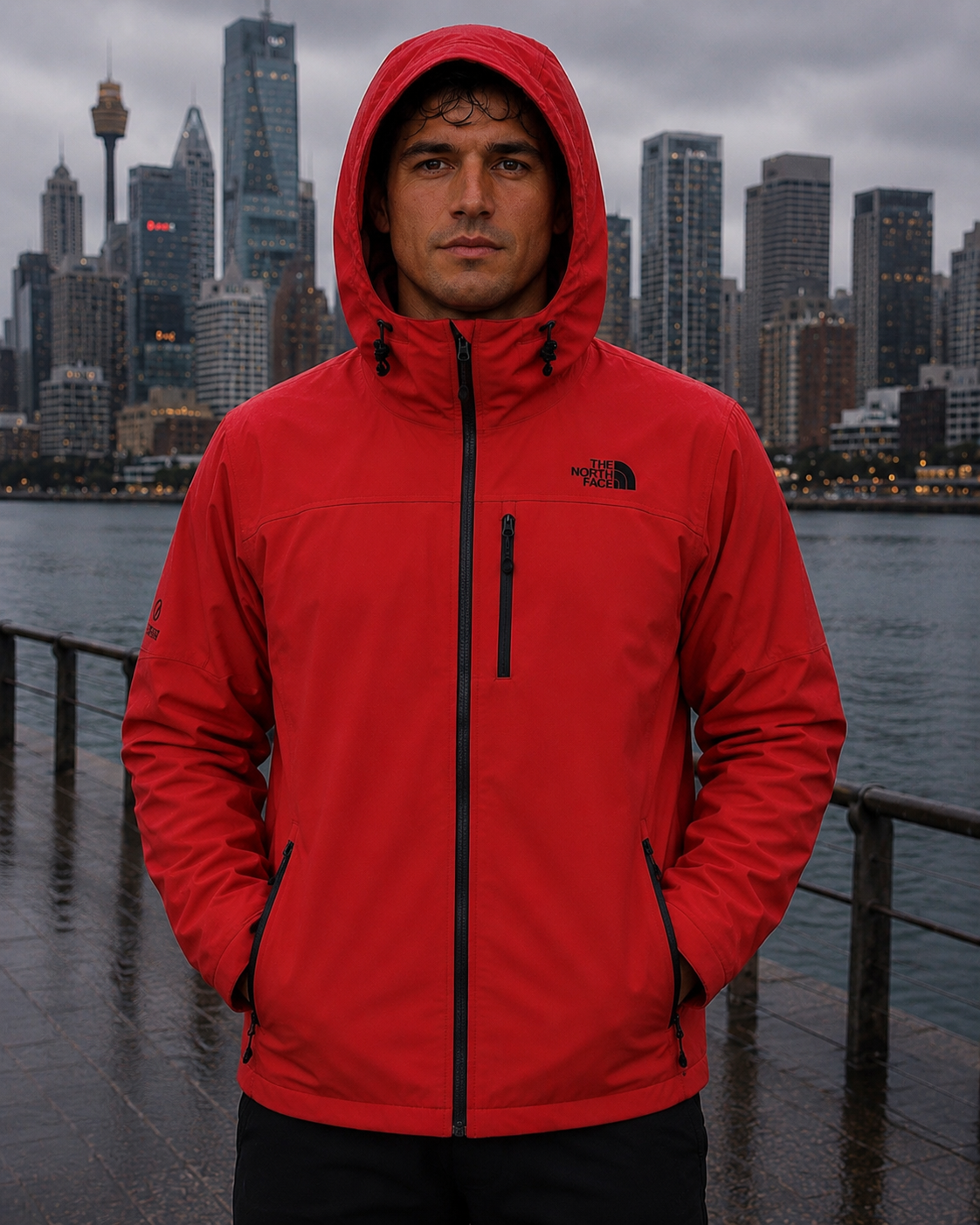 RED NORTH FACE WET WEATHER JACKET
