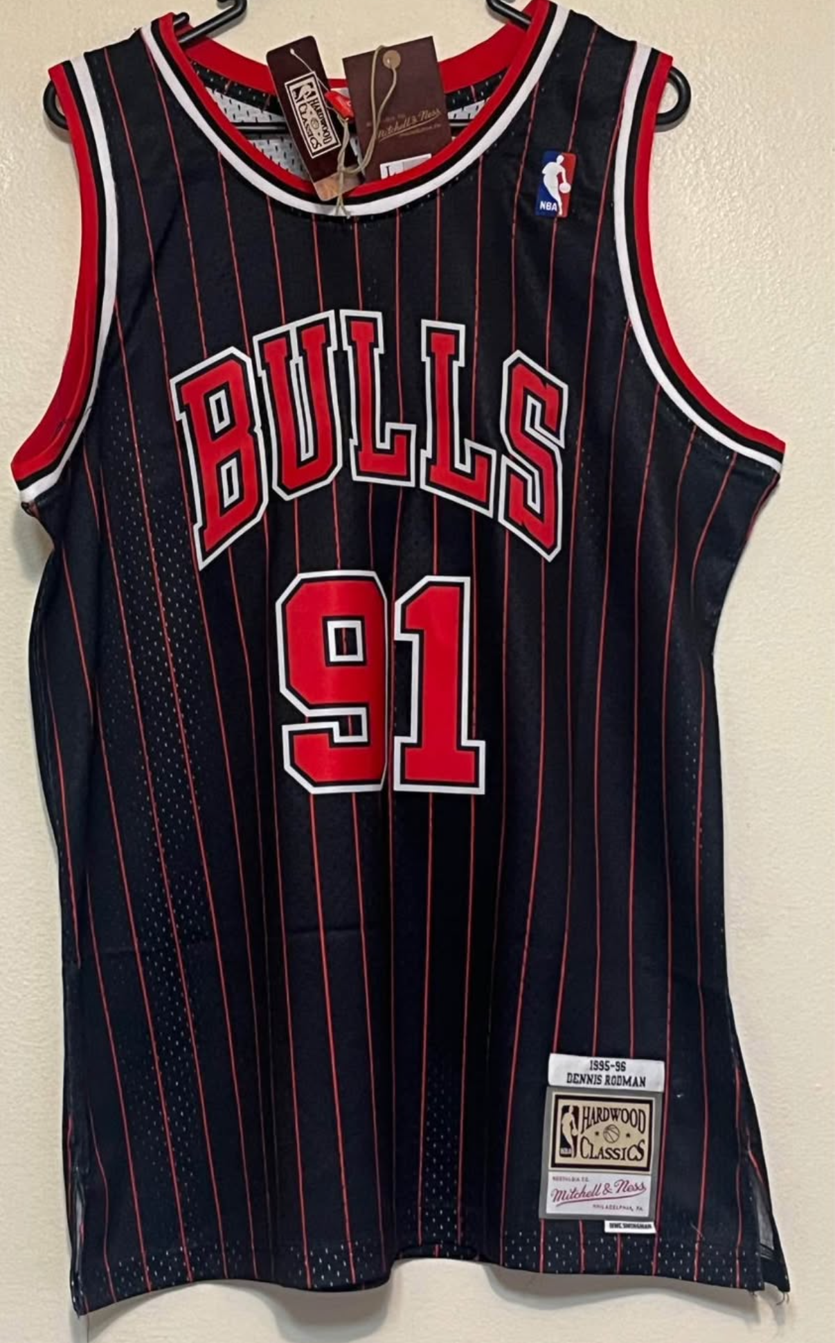 RODMAN  CHICAGO BULLS BLACK STRIPE 1995/96 RETRO JERSEY