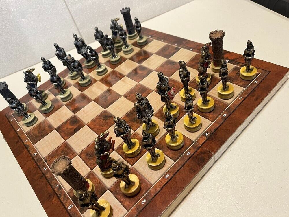 Medievil Knights Chess Set With Wooden Board