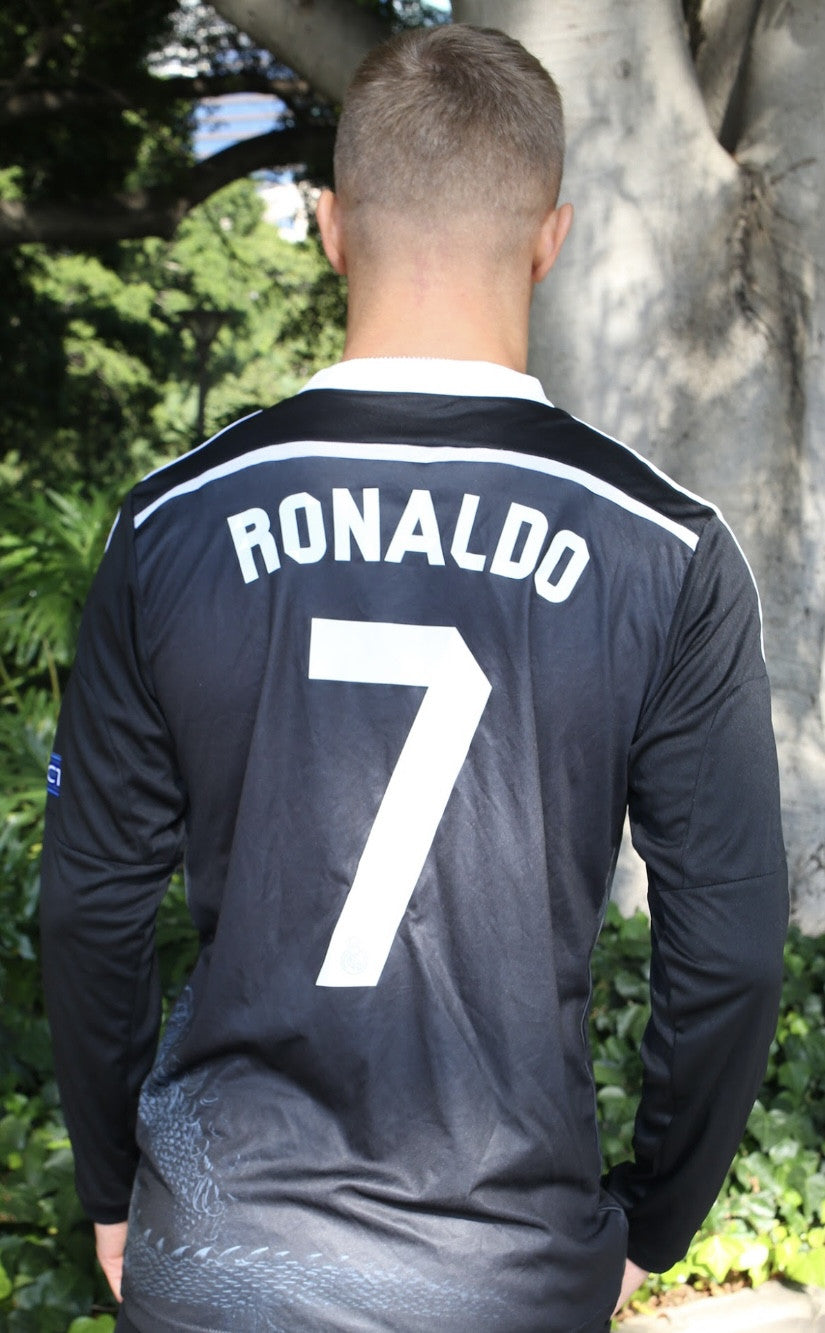 CRISTIANO RONALDO 7 REAL MADRID BLACK LONG SLEEVE JERSEY