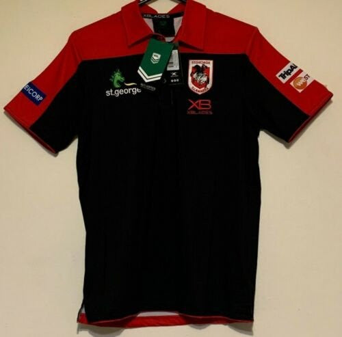 ST GEORGE ILLAWARRA DRAGONS NRL MEN POLO BLACK SHIRT SMALL SIZE