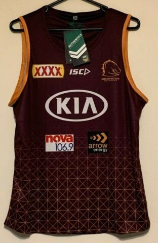 BRISBANE BRONCOS NRL MENS TRAINING SINGLETS