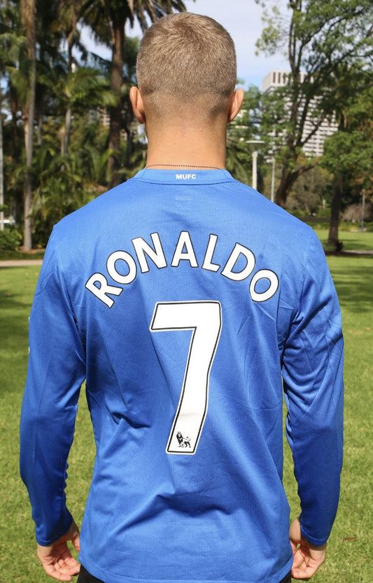RONALDO MAN U BLUE LONG SLEEVE 07/08 AWAY JERSEY