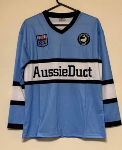 CRONULLA-SHARKS NSWRL LONG SLEEVE POLY NRL RETRO JERSEY