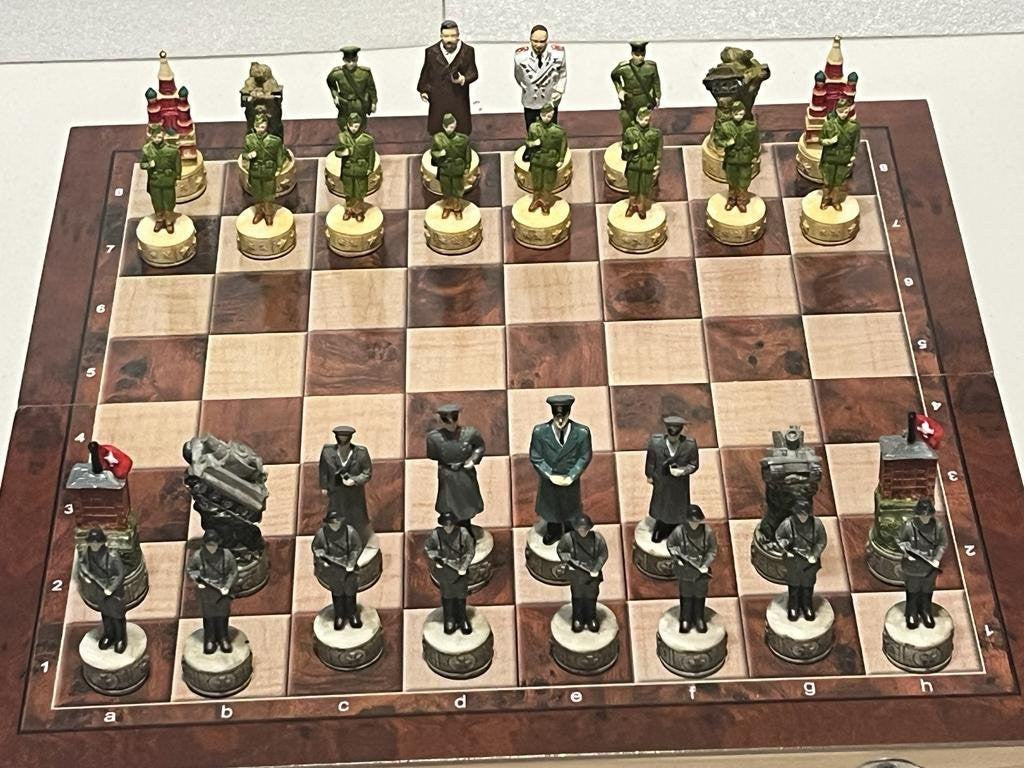 Germany Vs Soviet Union Chess Set With Wooden Board